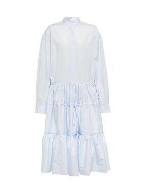 Marni Light Blue Tiered Midi Shirt Dress
